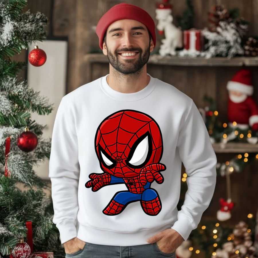 Cute Chibi Spider-Man Ready Stance Graphic Sweatshirt 2 Cute Chibi Spider-Man Ready Stance Graphic Sweatshirt 2